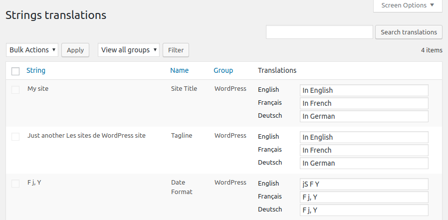Polylang translation strings