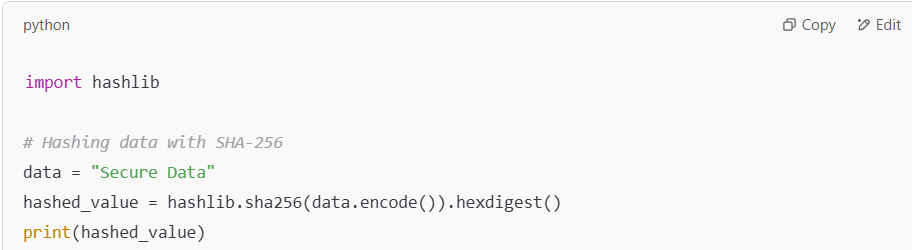 Using SHA-256 for hashing data in Python.