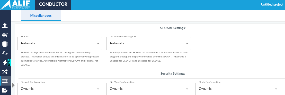 miscellaneous page of alif conductor tool