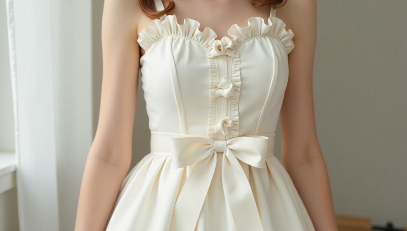 ZJStory Lolita Dress Cream White Moonlily