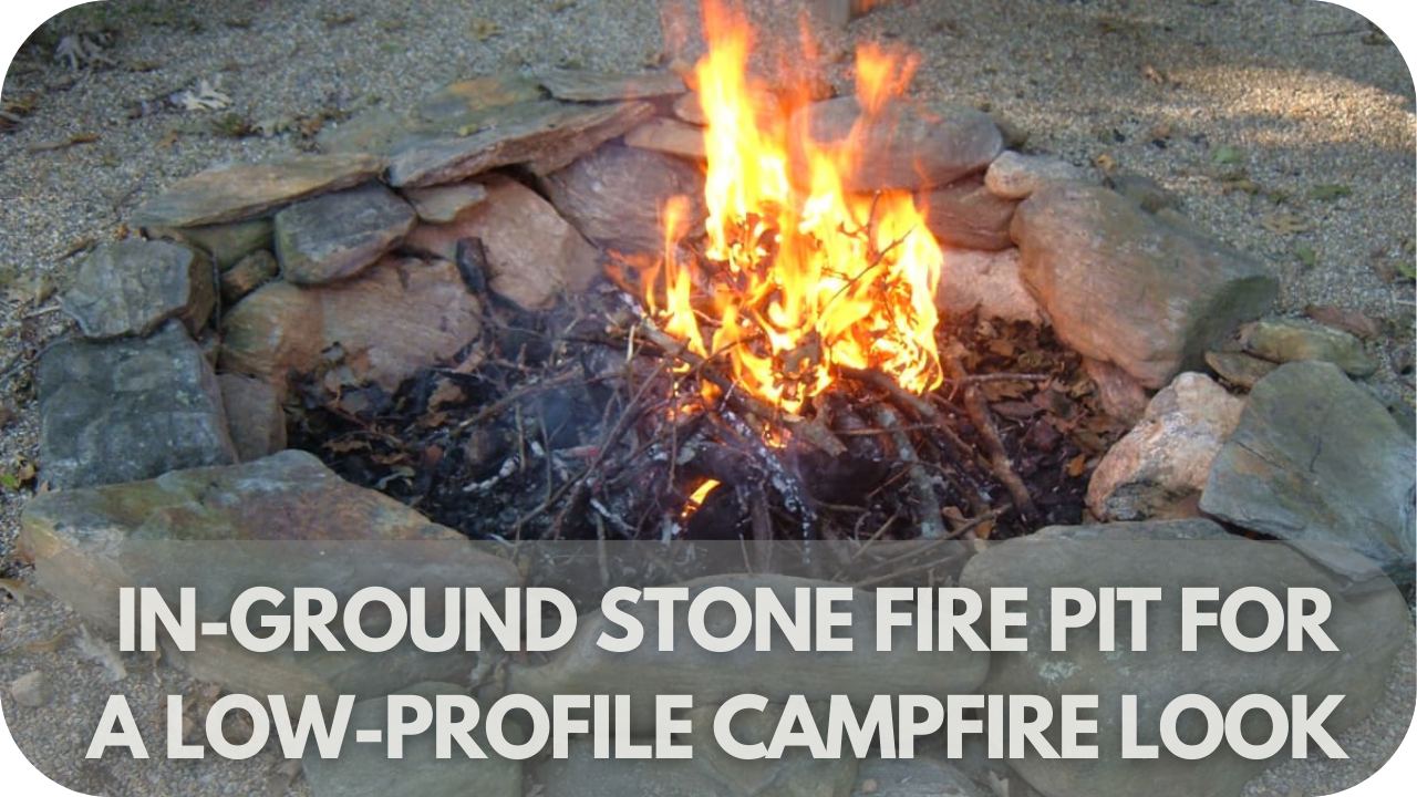 Achieve a sleek, low-profile campfire look with an elegant in-ground stone fire pit design.