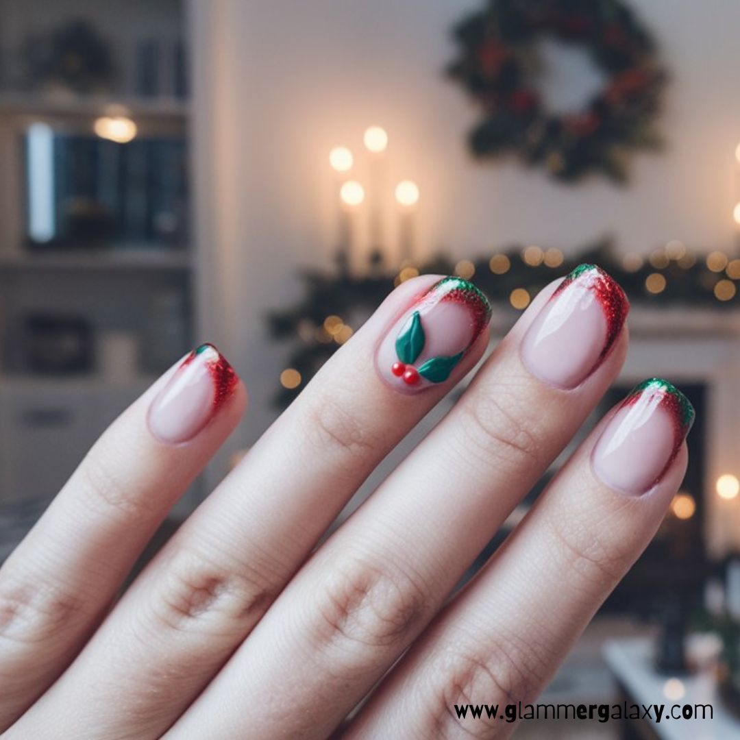 Cute Winter Nails having Festive French
