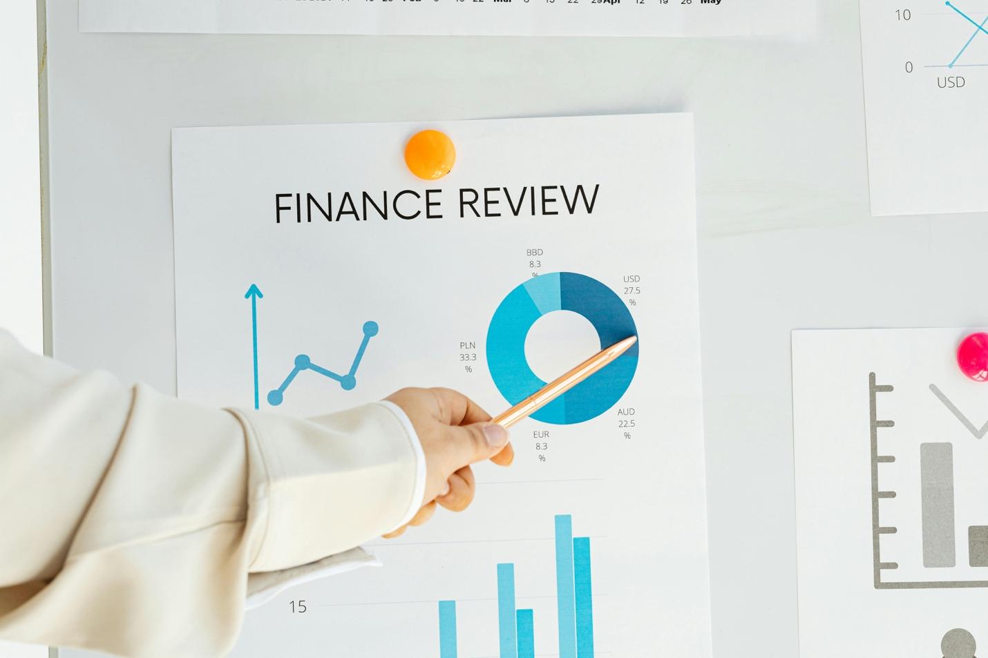 Tay chỉ vào biểu đồ tăng trưởng tài 
