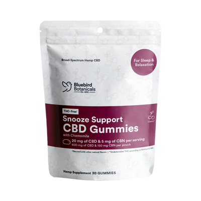 Snooze support sleep gummies without melatonin from Bluebird Botanicals