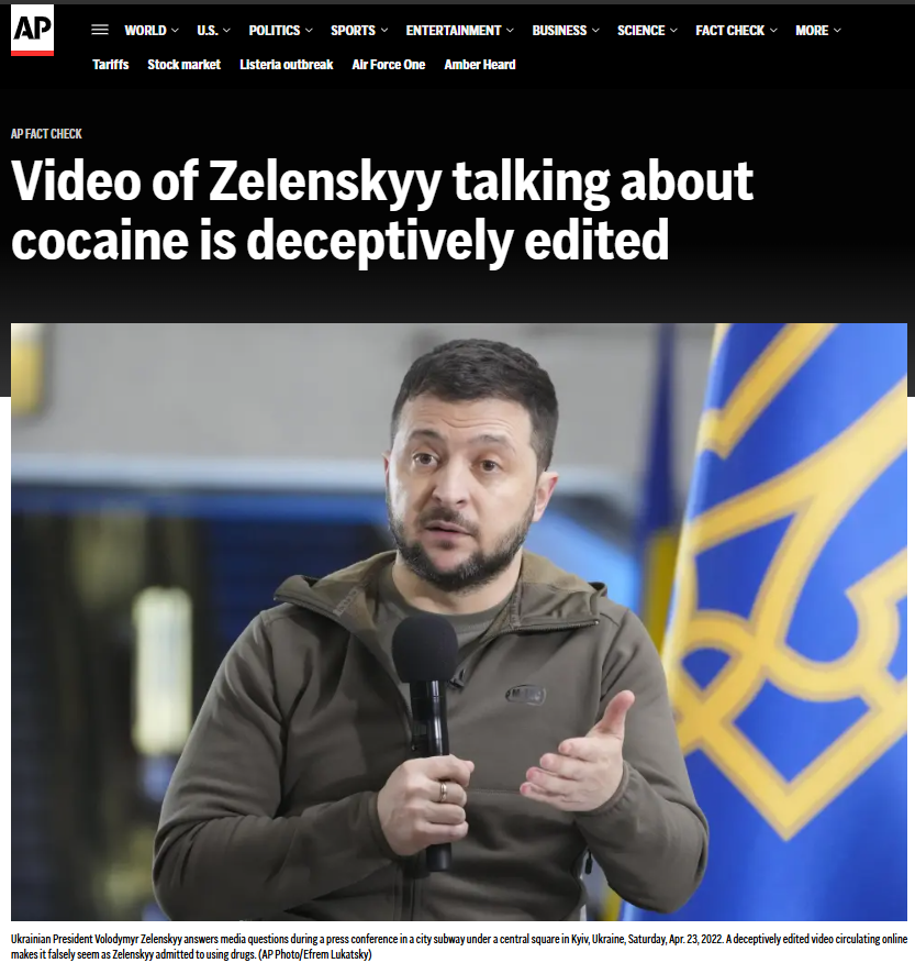Zelenskyy admitting to using drugs
