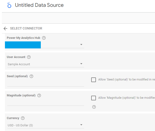 Selecting your connector from within the Connector hub. 