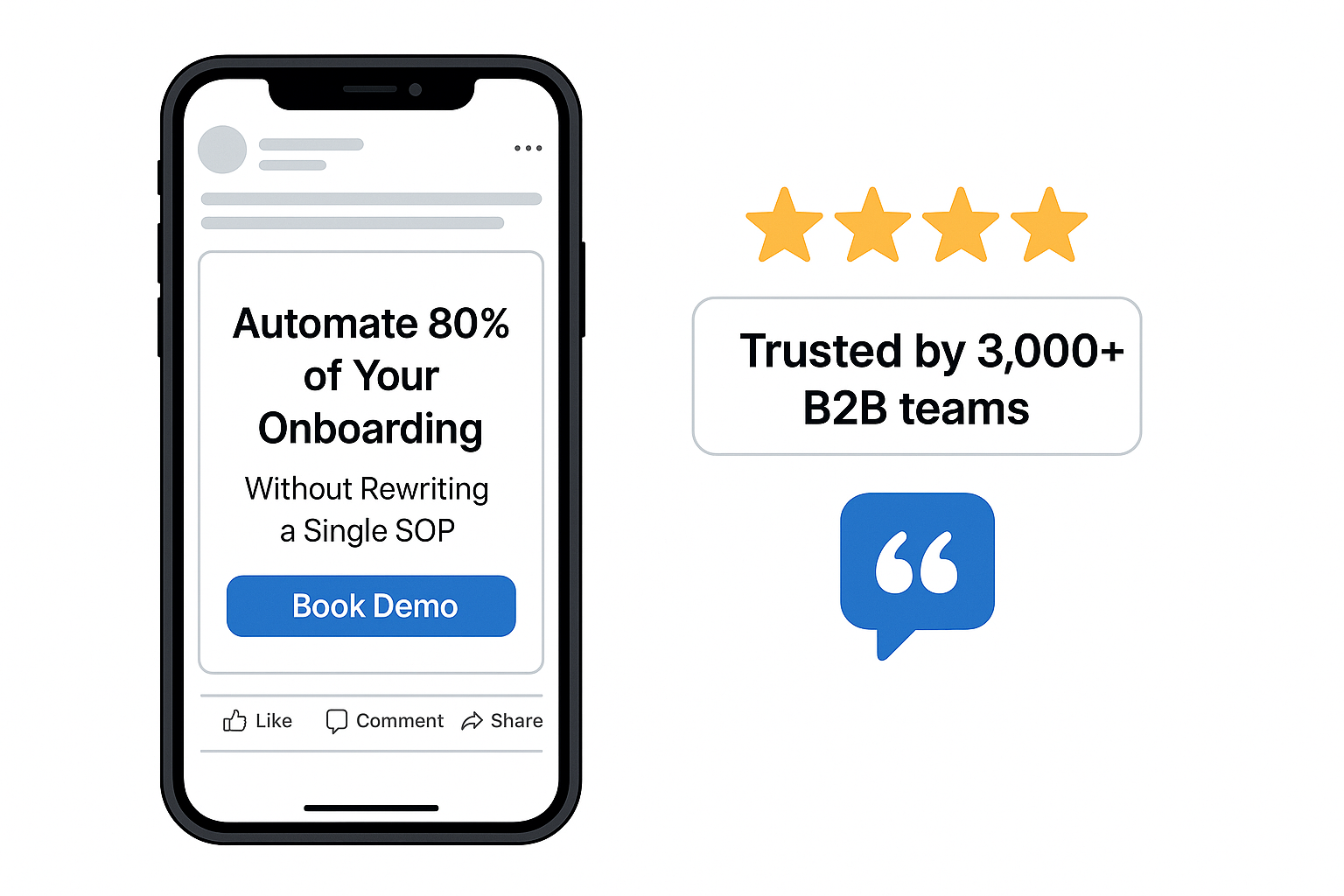 Mockup of a clear, trust-building B2B Facebook ad designed for decision-makers
