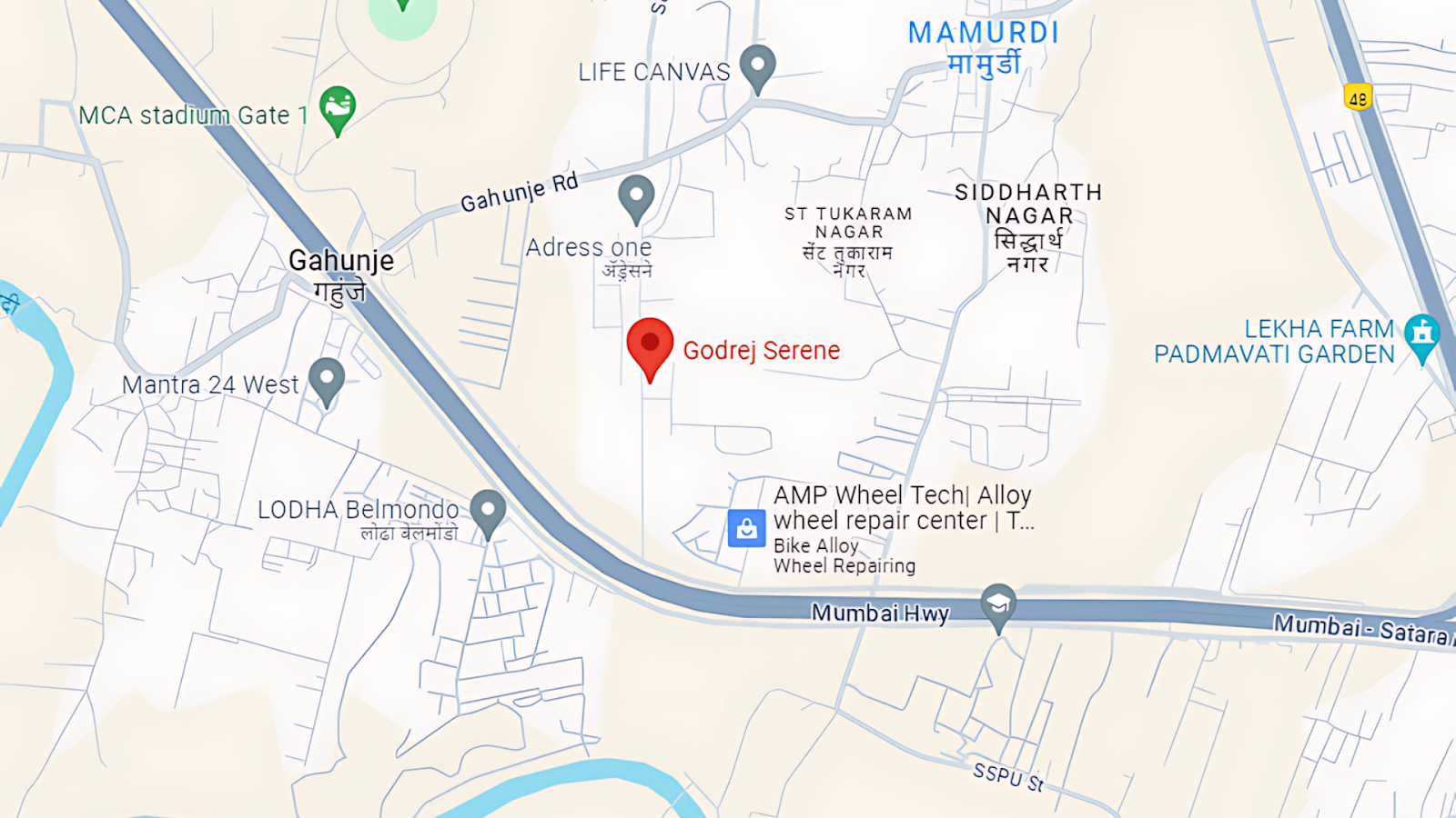 Godrej Serene location on Google Maps.