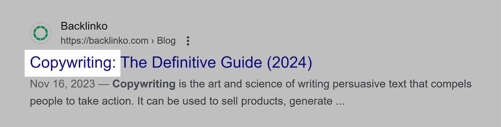 Front-loaded keyword in title tag