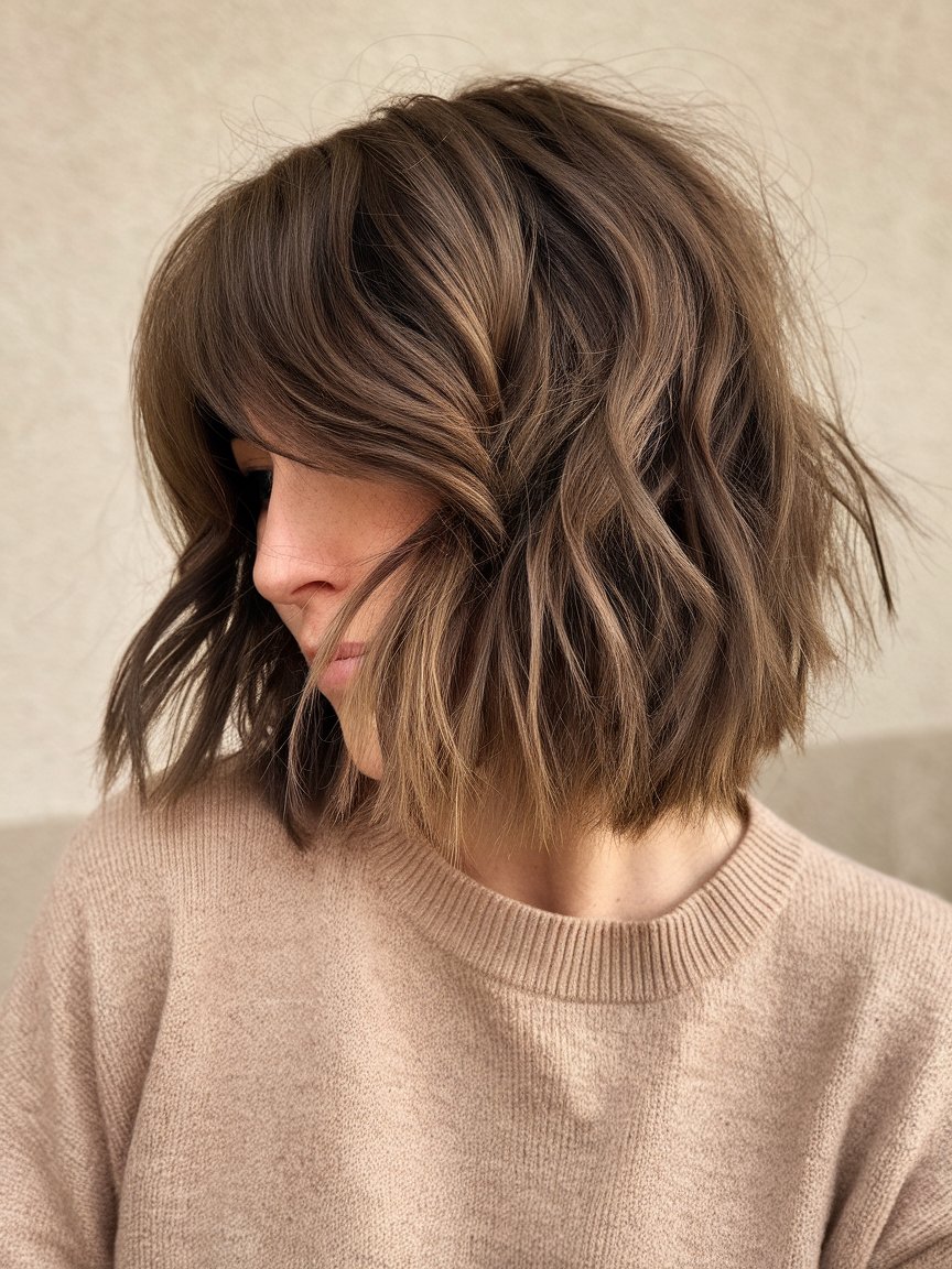 65. Cute Wavy Bob with Bangs