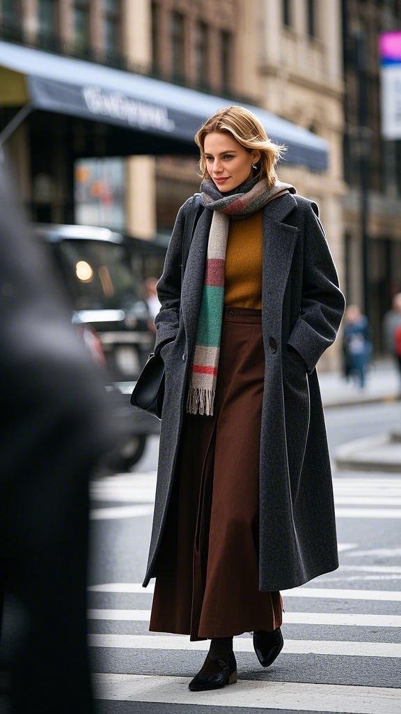 Sophisticated Street Style: Maxi Skirt Winter Look for Women