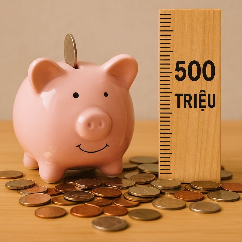 Thước đo mục tiêu tiết kiệm mua nhà với heo đất và đồng tiền