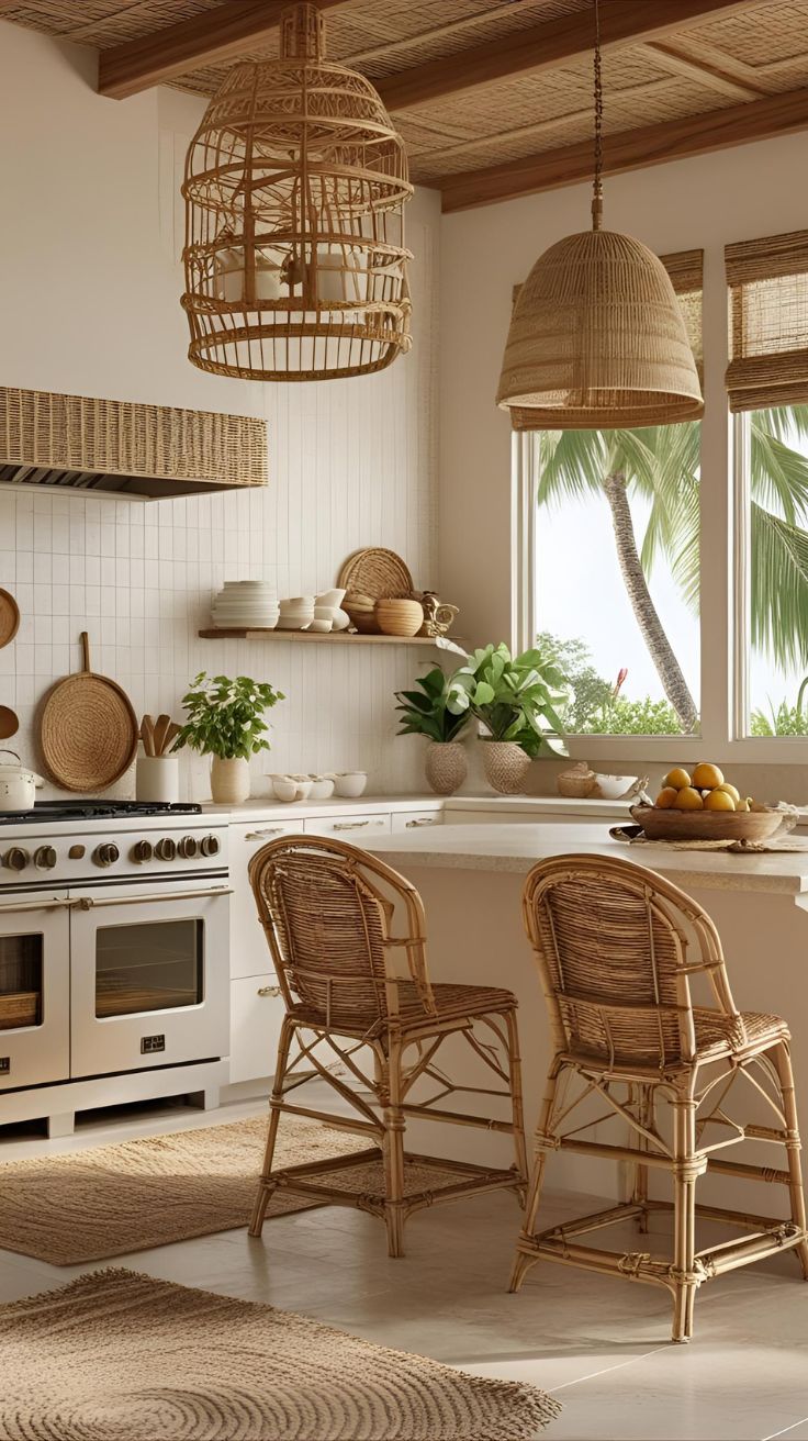 Wicker and Rattan Accents for a Tropical Vibe