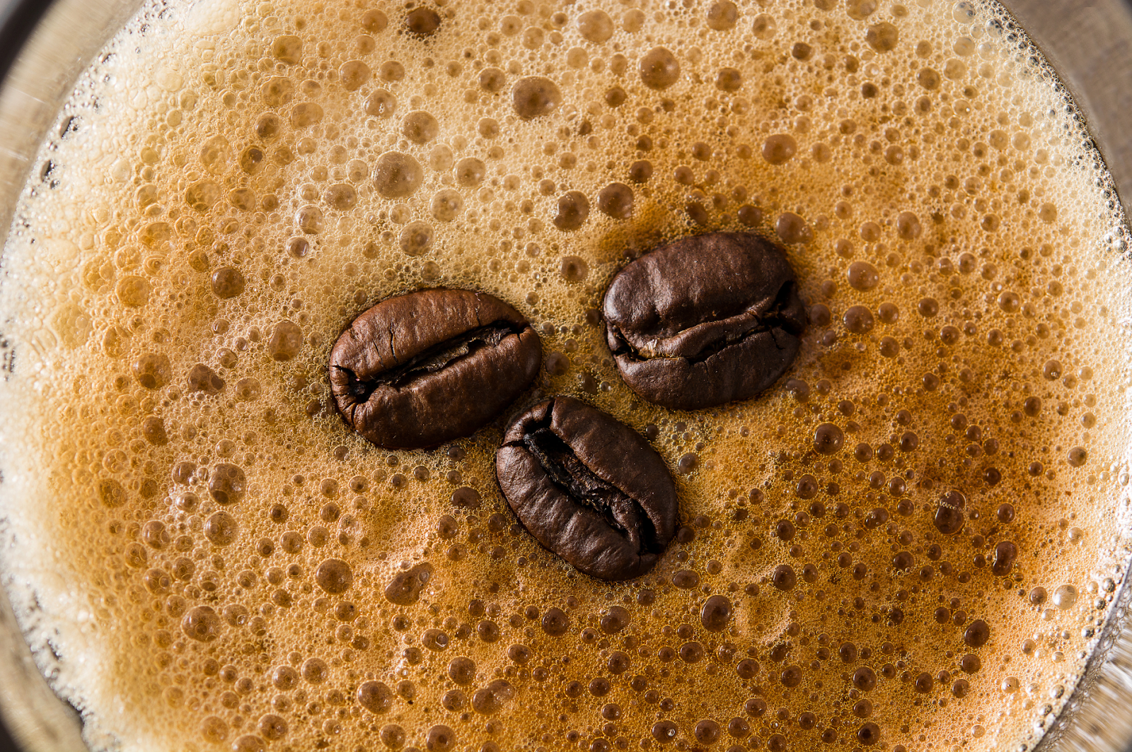 A picture of delicious coffee full of bubbles 