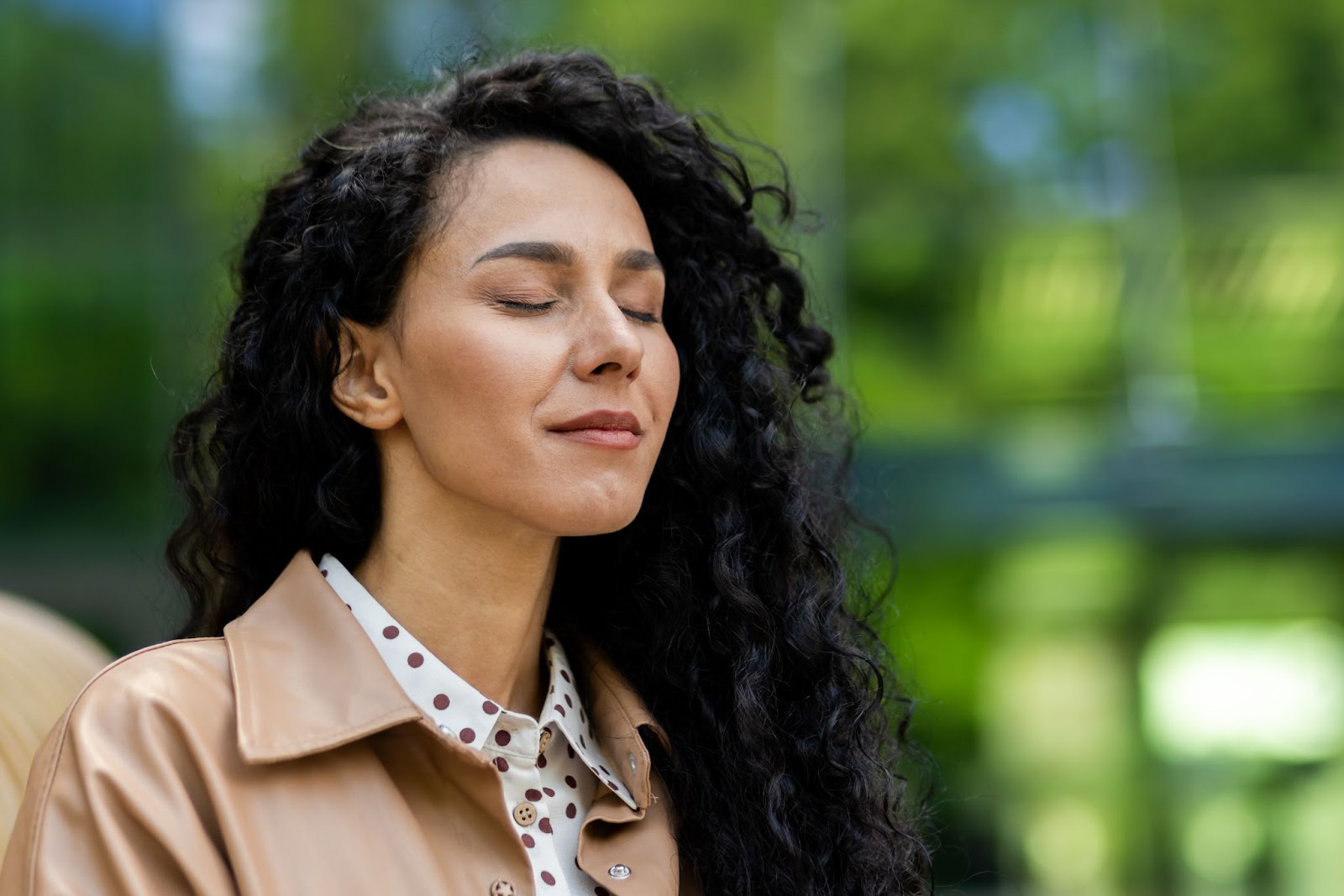 woman meditate outside