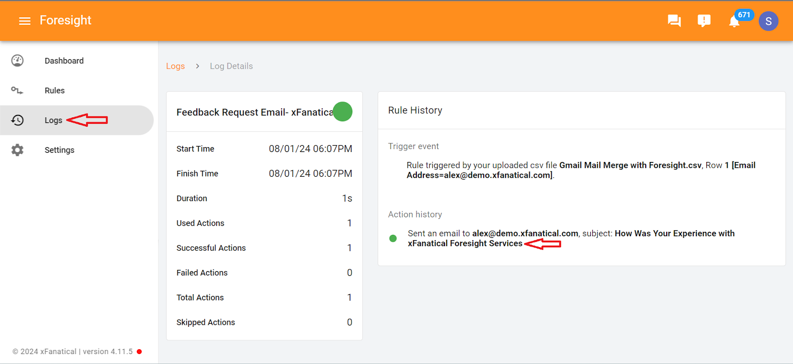 Mail Merge in Gmail using xFanatical Foresight-Call Log