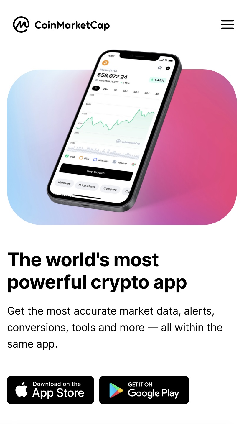  The interface of CoinMarketCap 