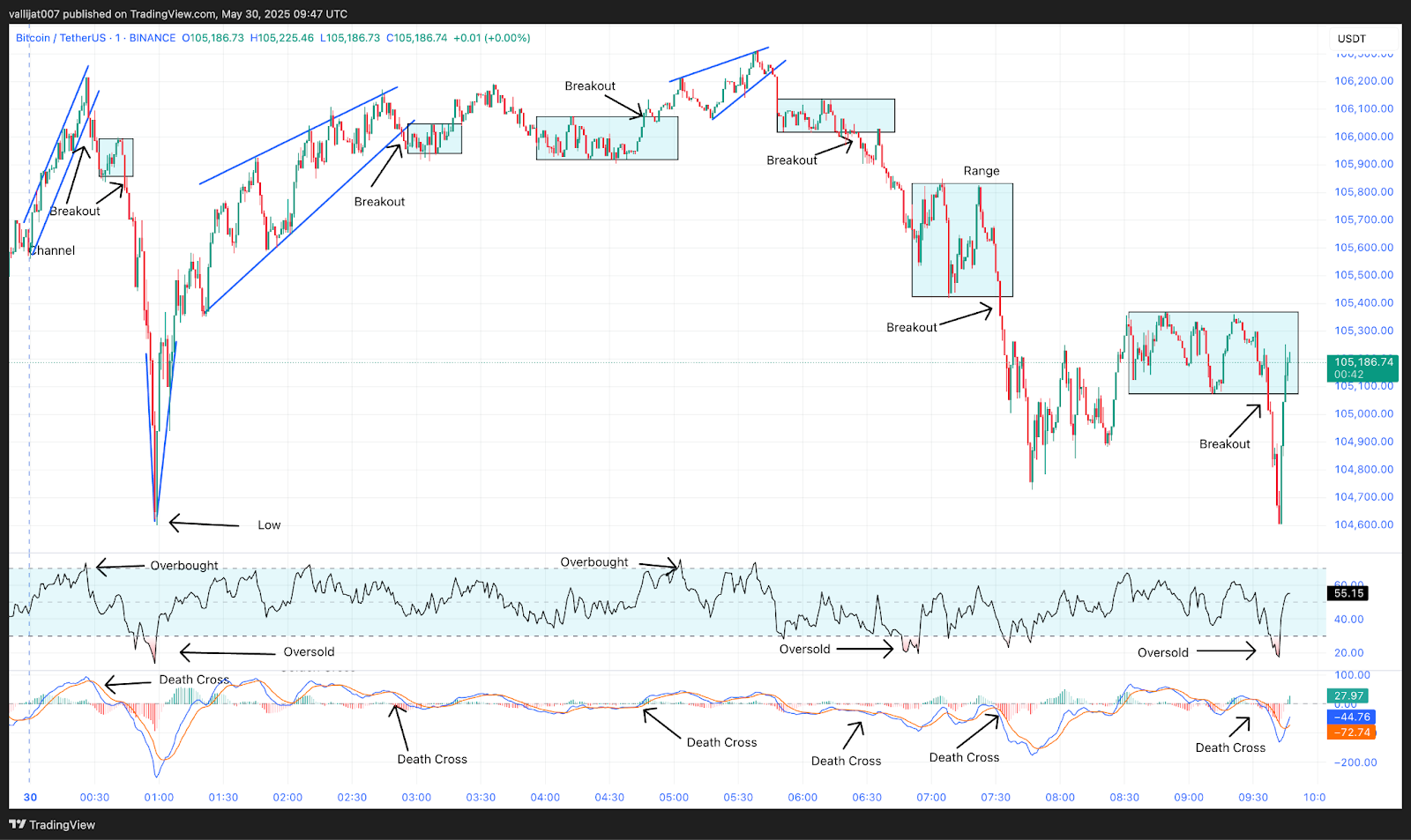 Chart 15: BTC/USDT M1 Chart, Analysed by vallijat007, published on TradingView, May 30, 2025
Bitcoin price