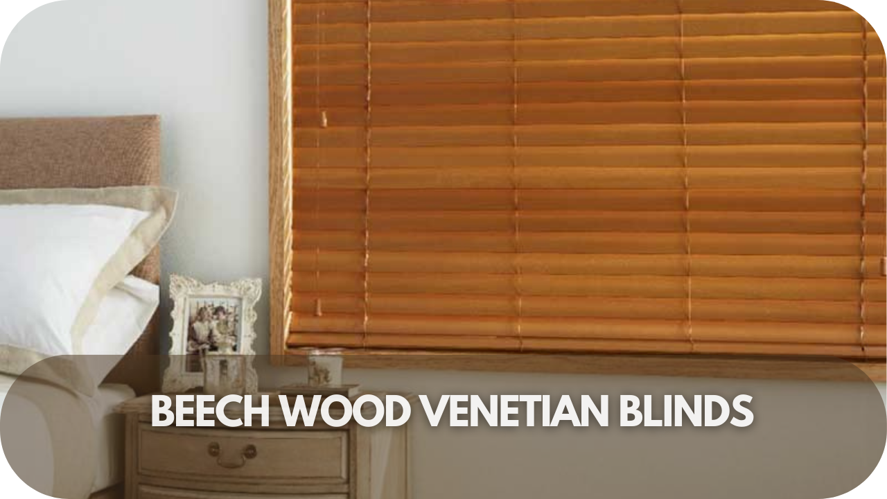 Light and airy beech wood Venetian blinds for a fresh, natural vibe.