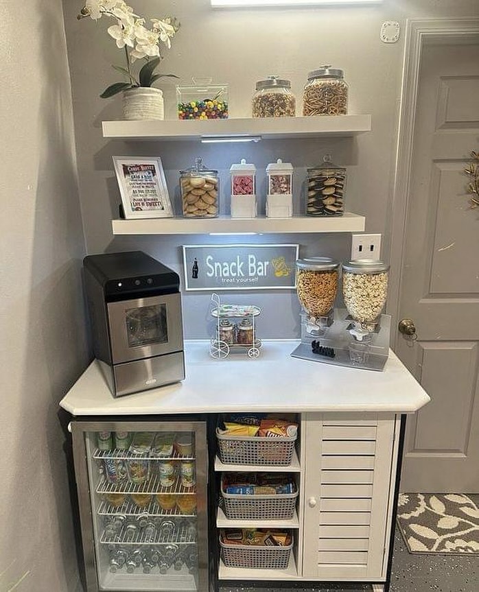 snack stationoffice pantryOffice snacks for employeesoffice snack barsnack areaStaff Snack Bar Ideas