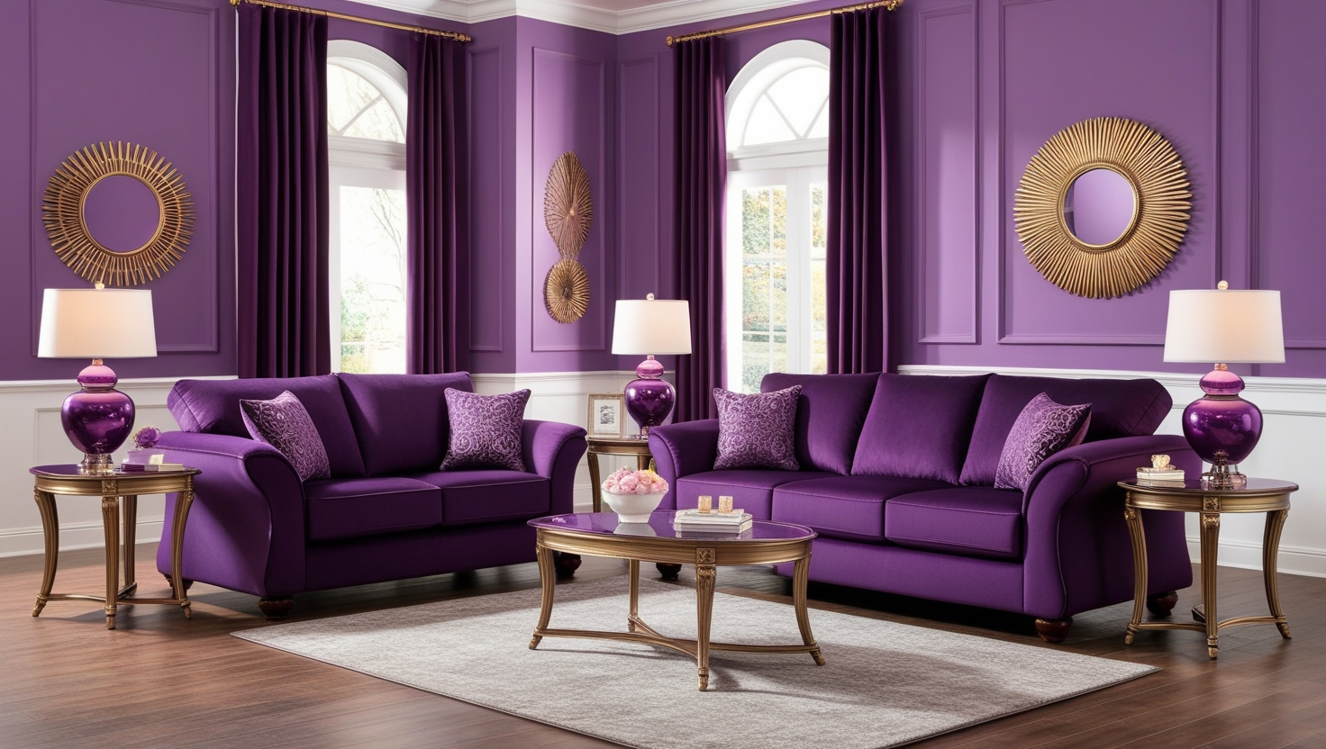  Surti Purple 2 Pc Living Room Set
