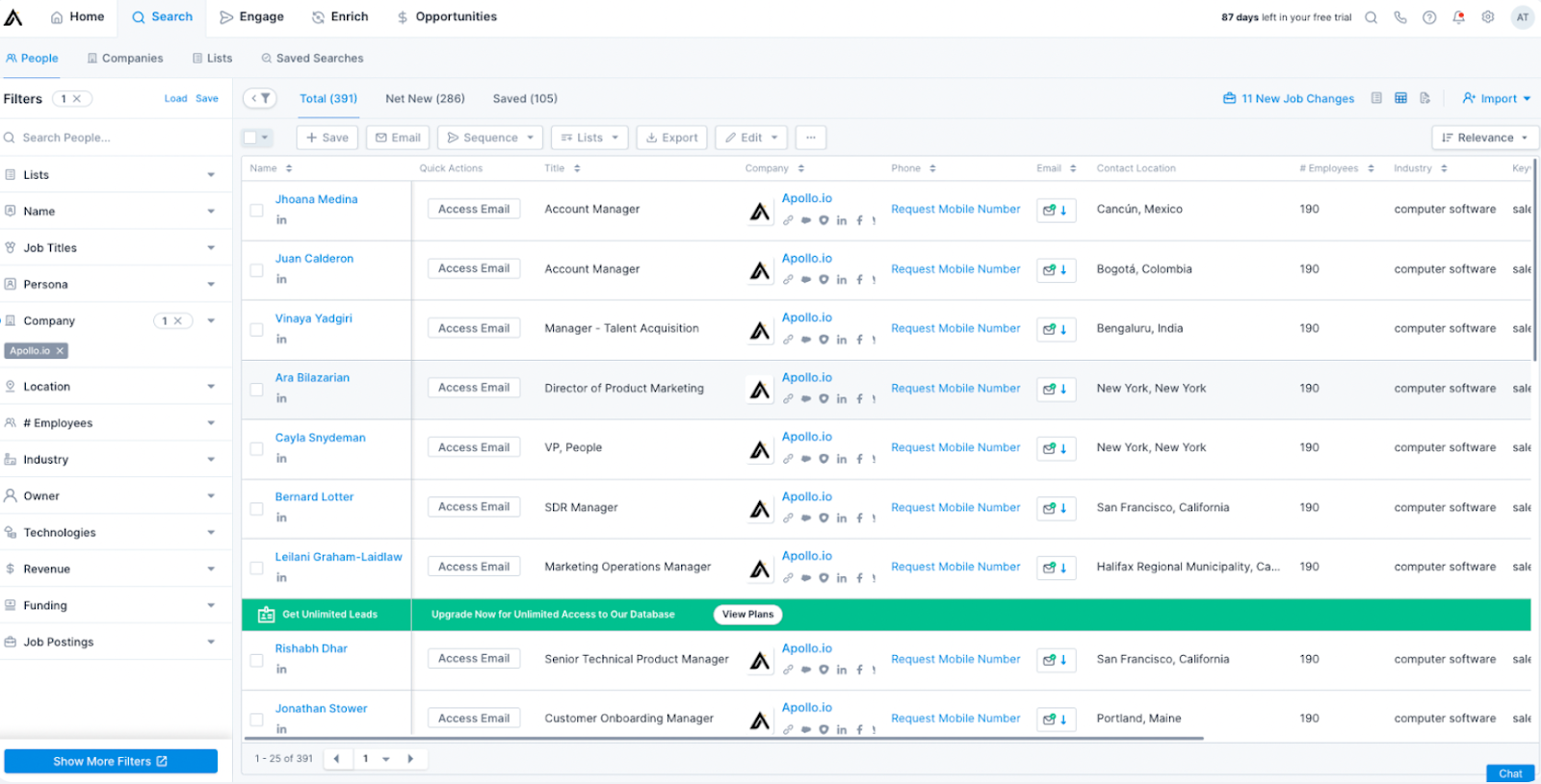 backend of Apollo.io database