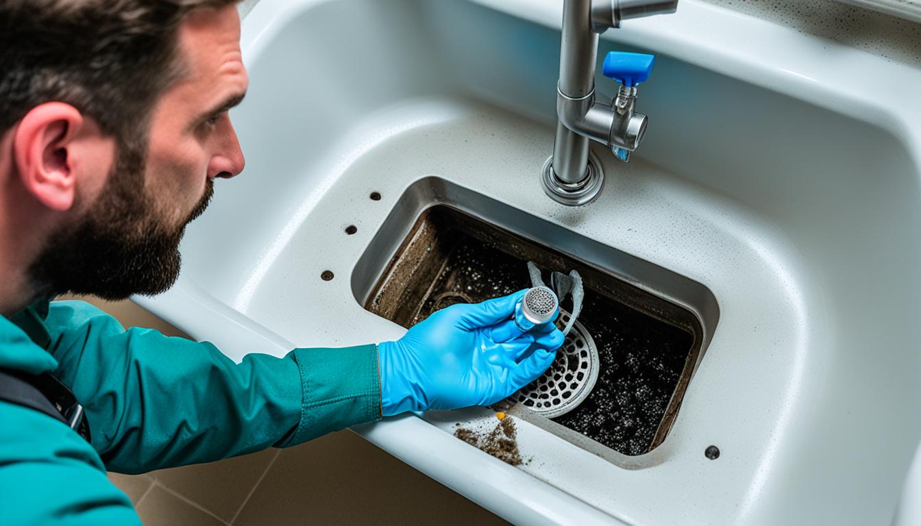 Checking for biofilm buildup in bathroom sink drain