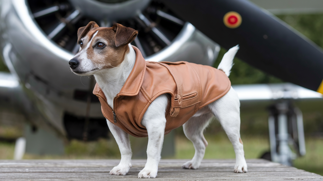 dog costume leather flight jacket jack russel		