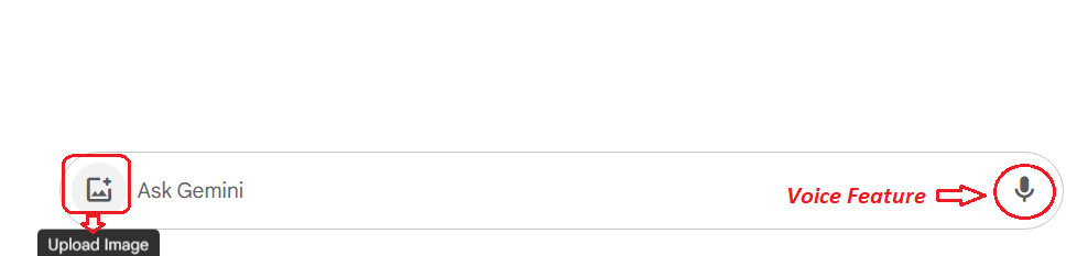 Image uploading and voice feature in Gemini