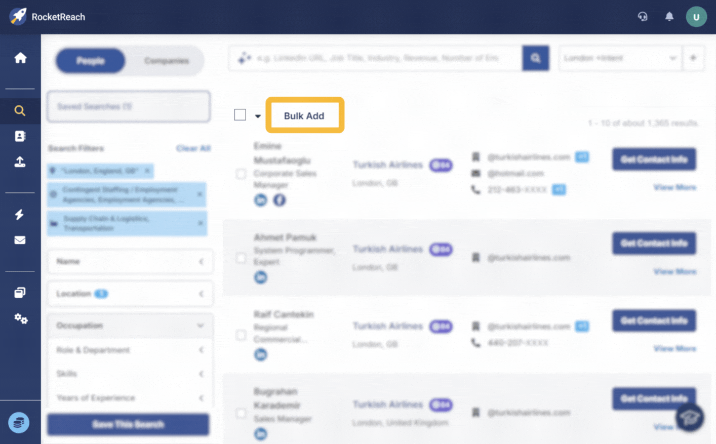 RocketReach Bulk Lookup in Action