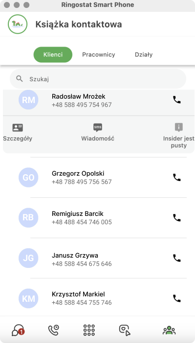 Ringostat Smart Phone, Ringostat mini-CRM, Zakładka „Klienci”