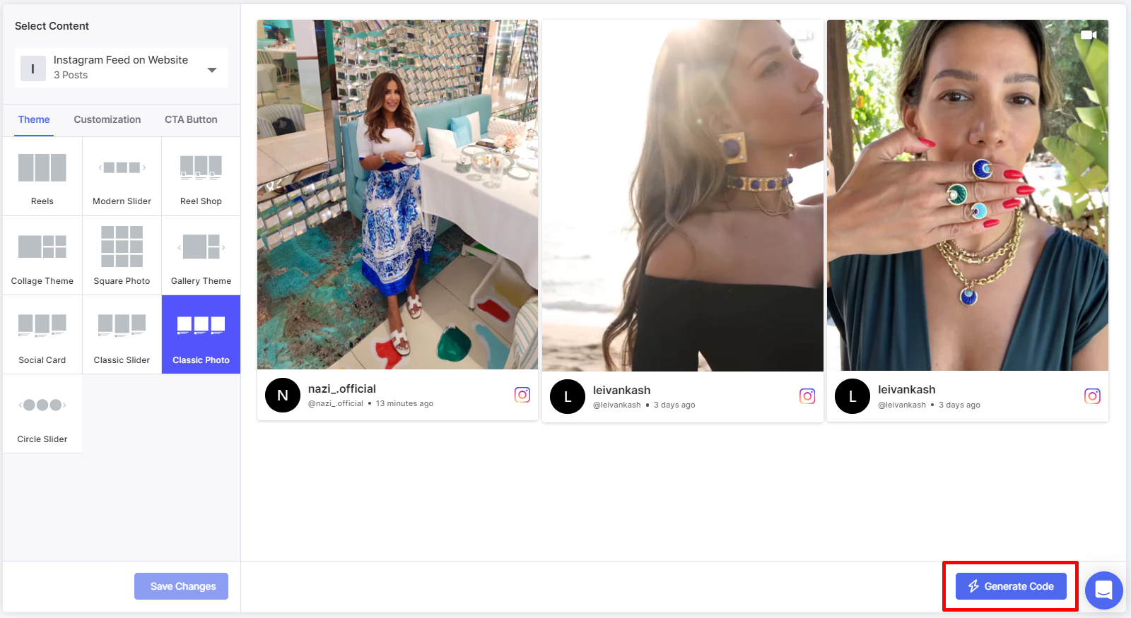 embed Instagram widget on website