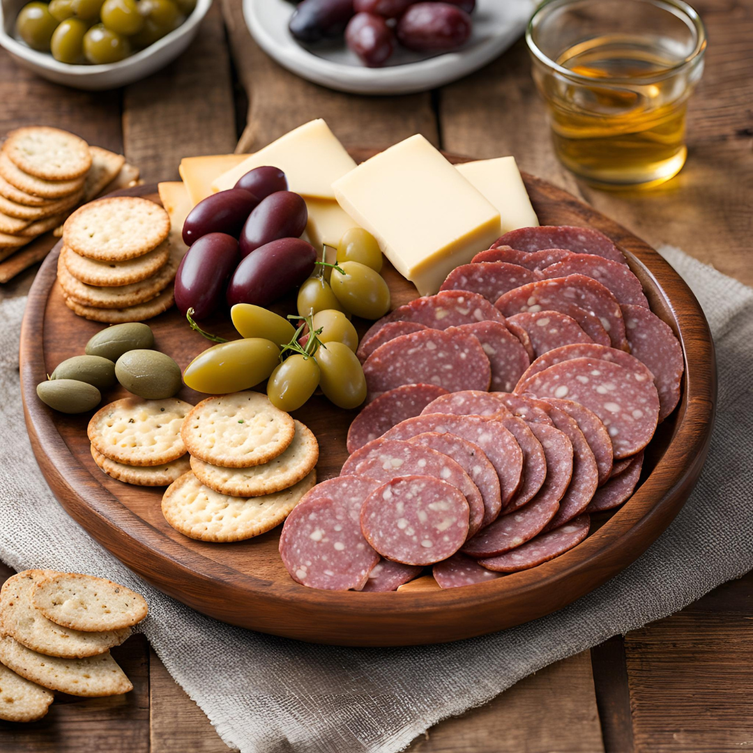 Shelf-stable Summer Sausage and Crackers Plate 