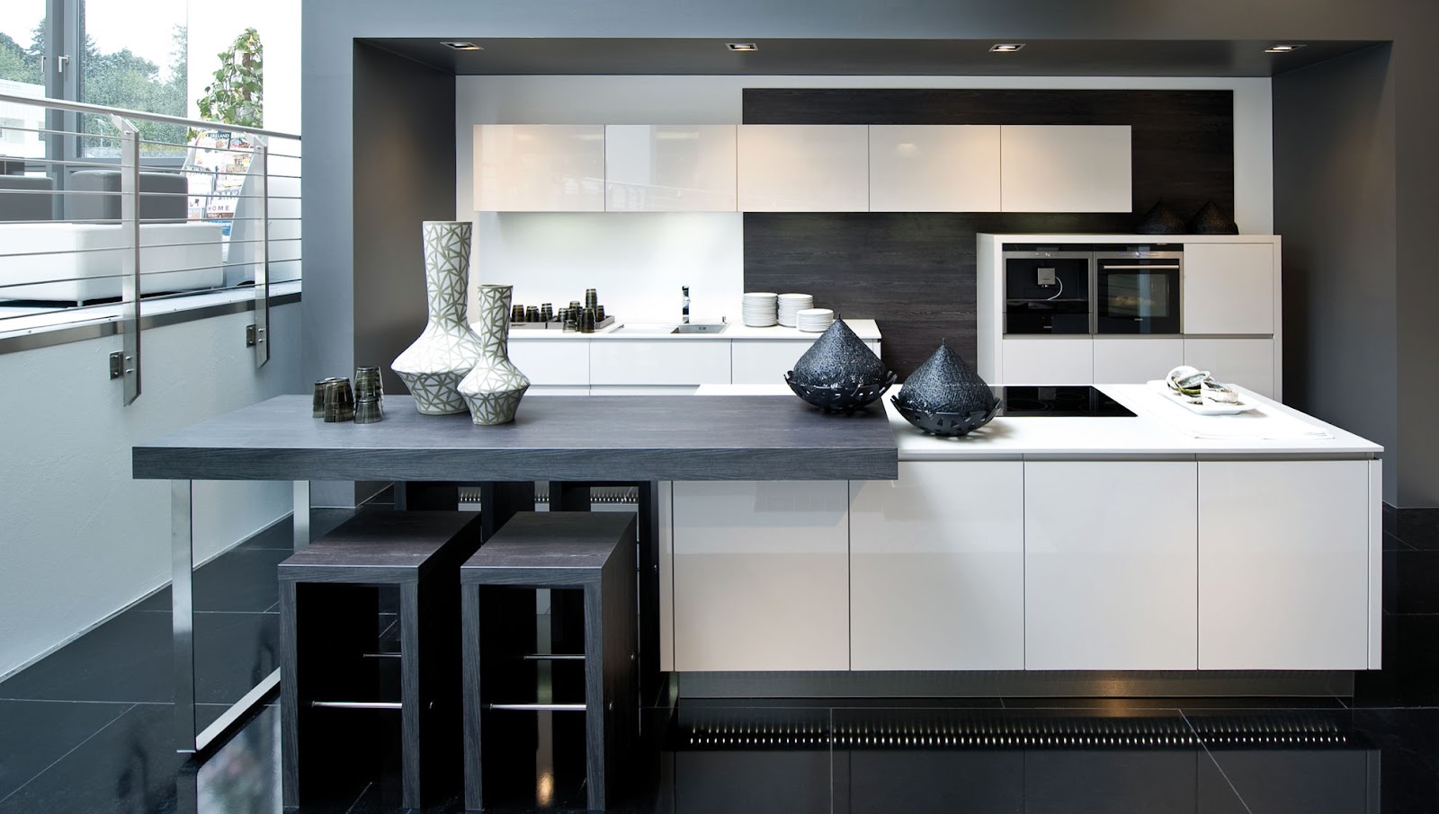 black and white kitchen