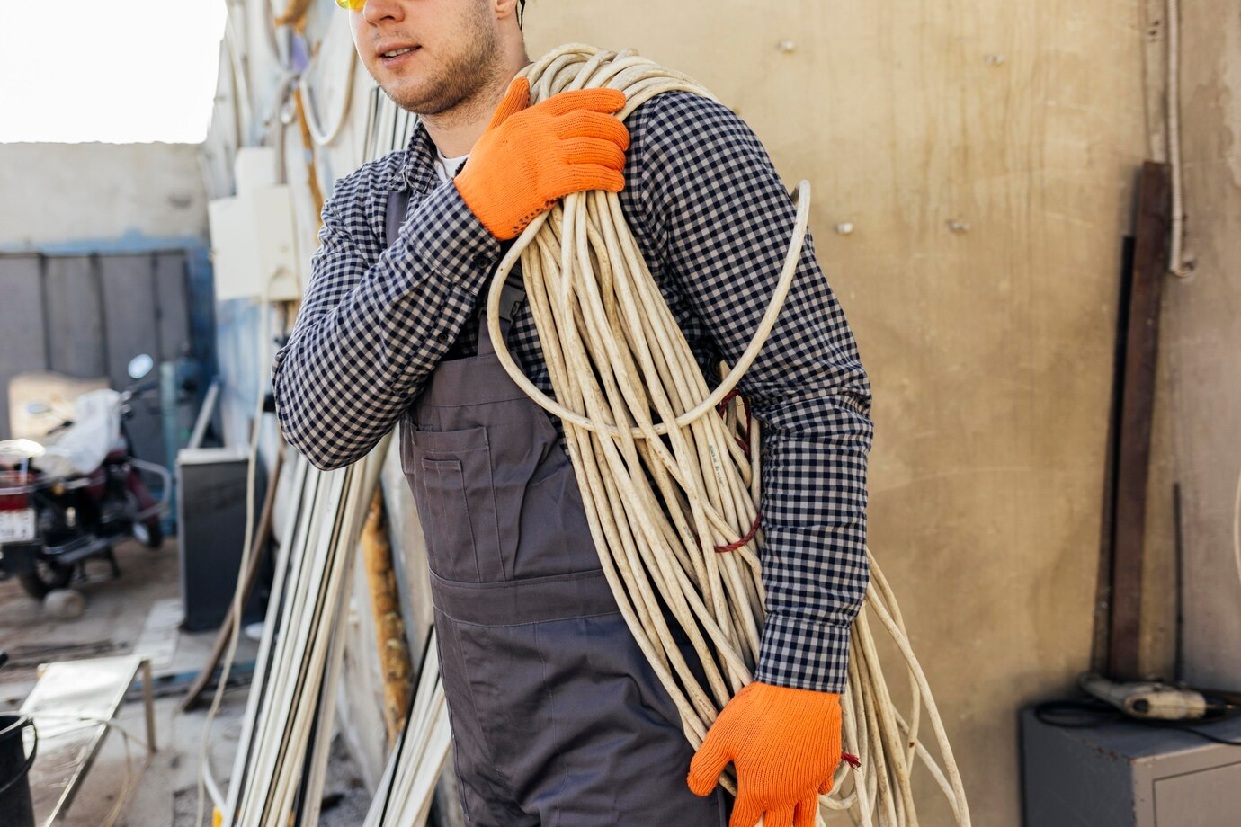 Photo of a man with a bundle of cables