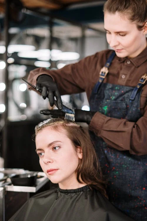 Woman at the Salon getting Keratin Treatment