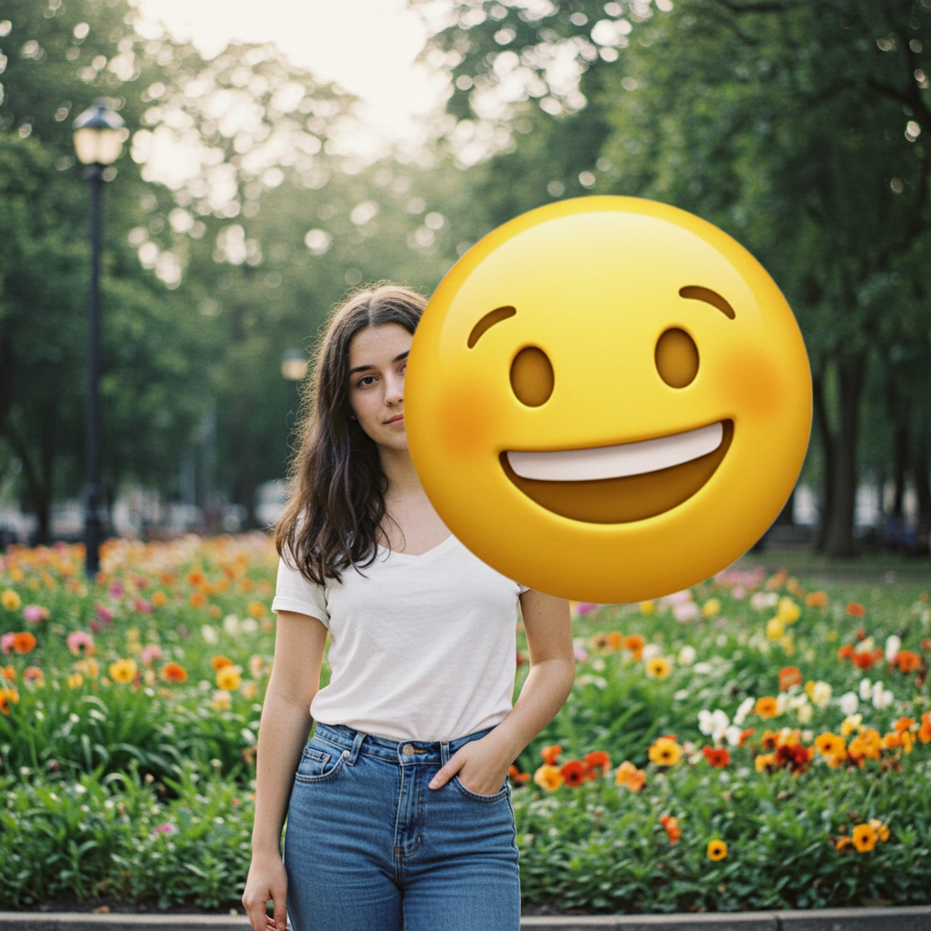 image with emoji on the face 