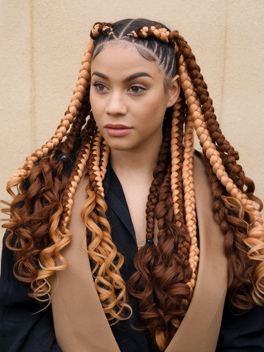 25. Two-tone braids with Curls