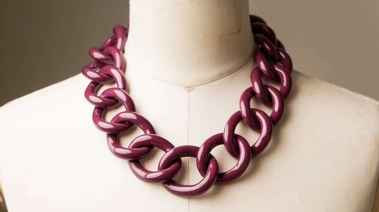 J Crew Raspberry Purple Enamel Link Strand Necklace
