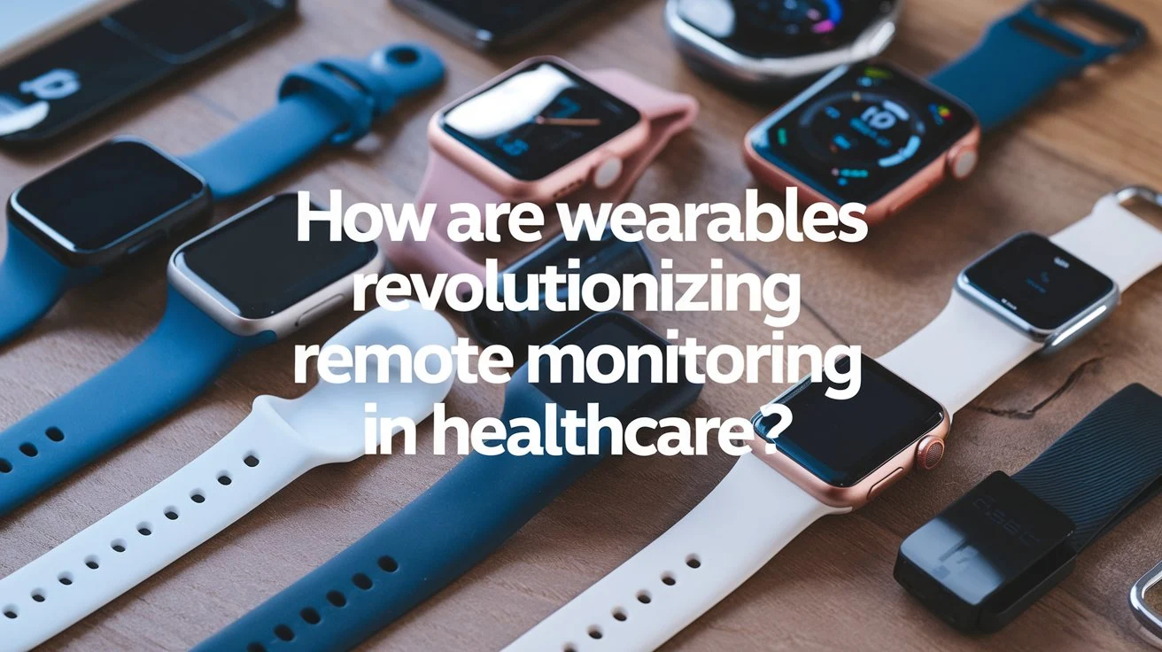 Collection of various wearable health devices such as smartwatches and fitness trackers showcasing their modern designs.