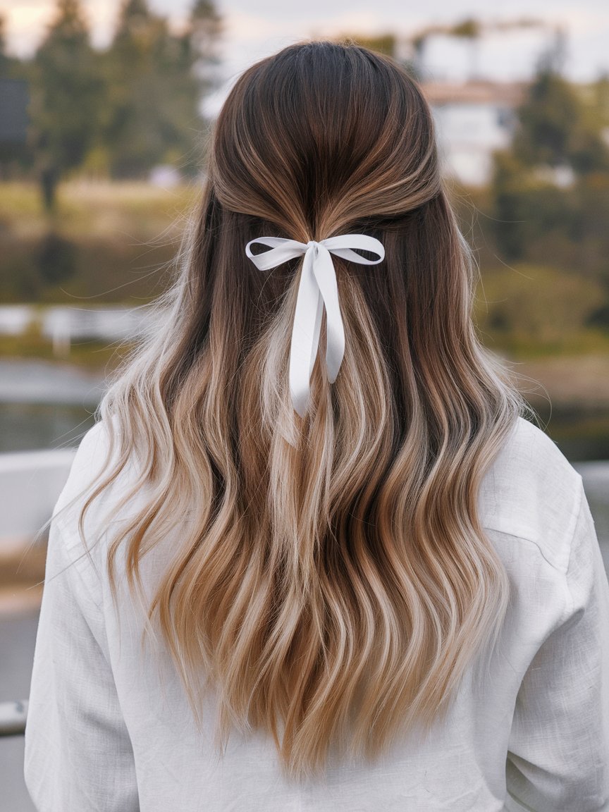 28. Long Ombre Waves With Silver Dark Roots