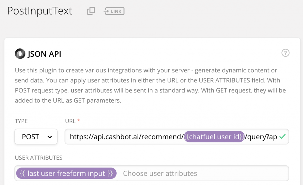 Figure 8. Plug-in API JSON Chatfuel.