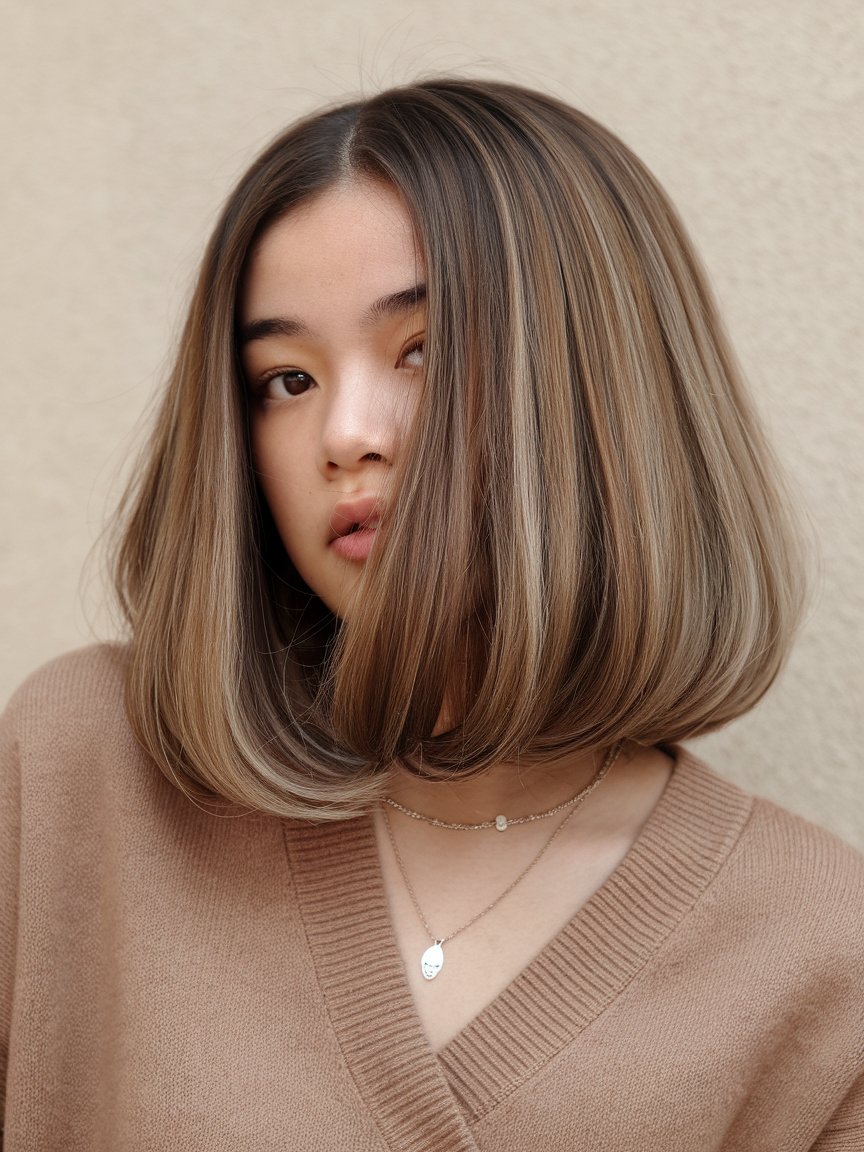 18. Sleek Rounded Lob with Blunt Ends