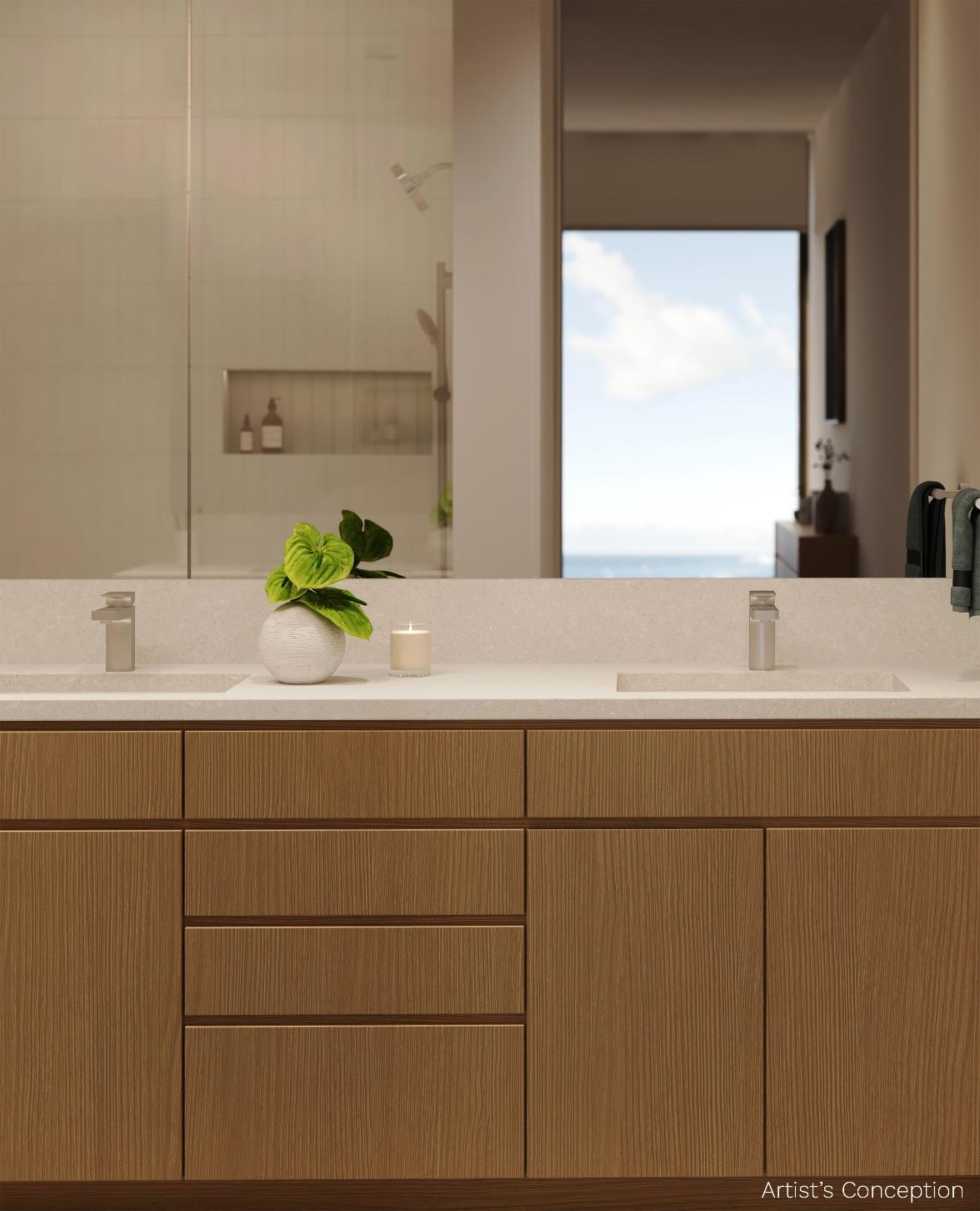 A bathroom with a sink and a mirror

AI-generated content may be incorrect.