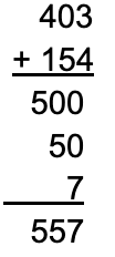 Partial sums method for solving 403 + 154