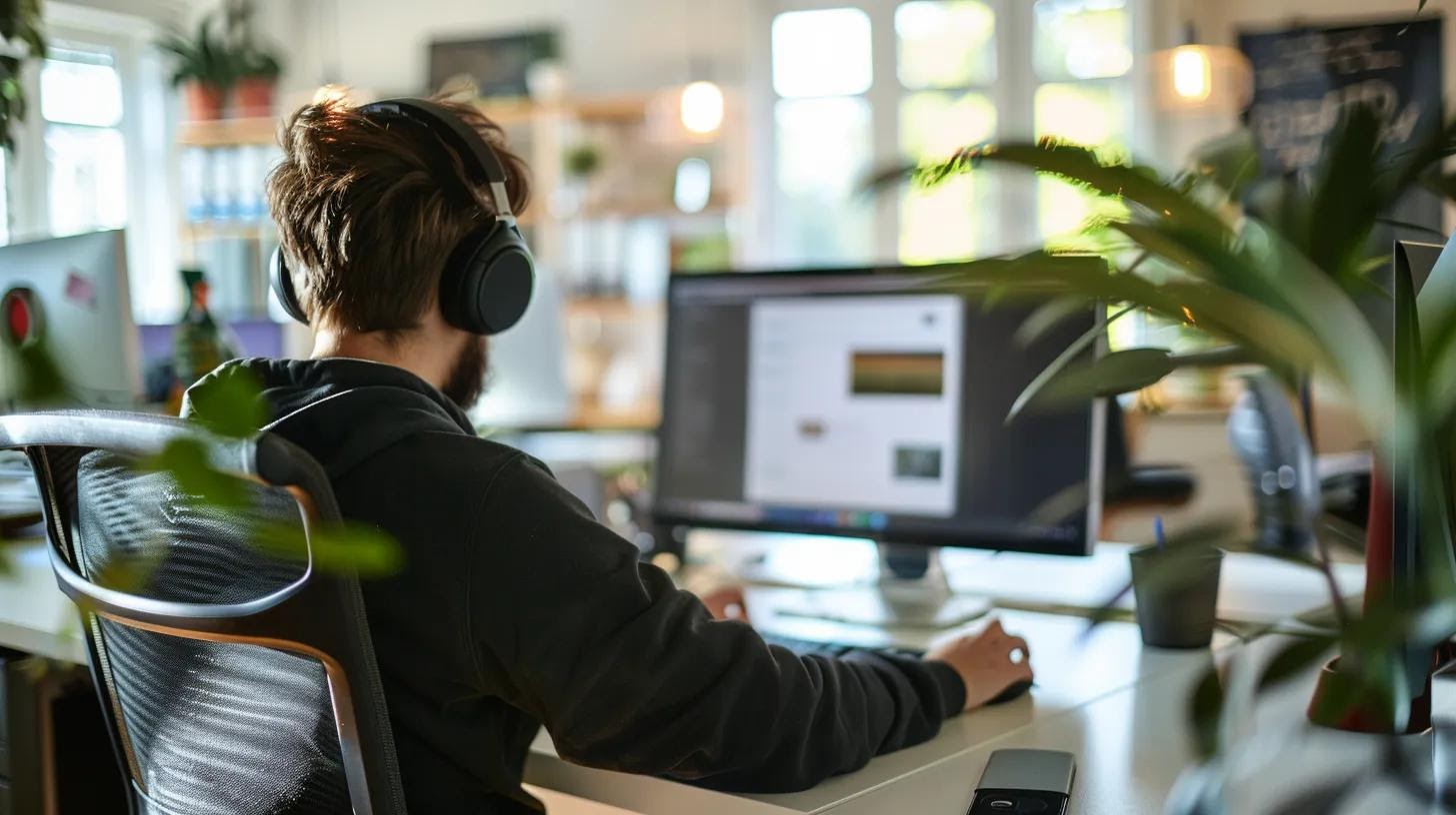 a sleek, modern office workspace. Validating Responsive Design Performance