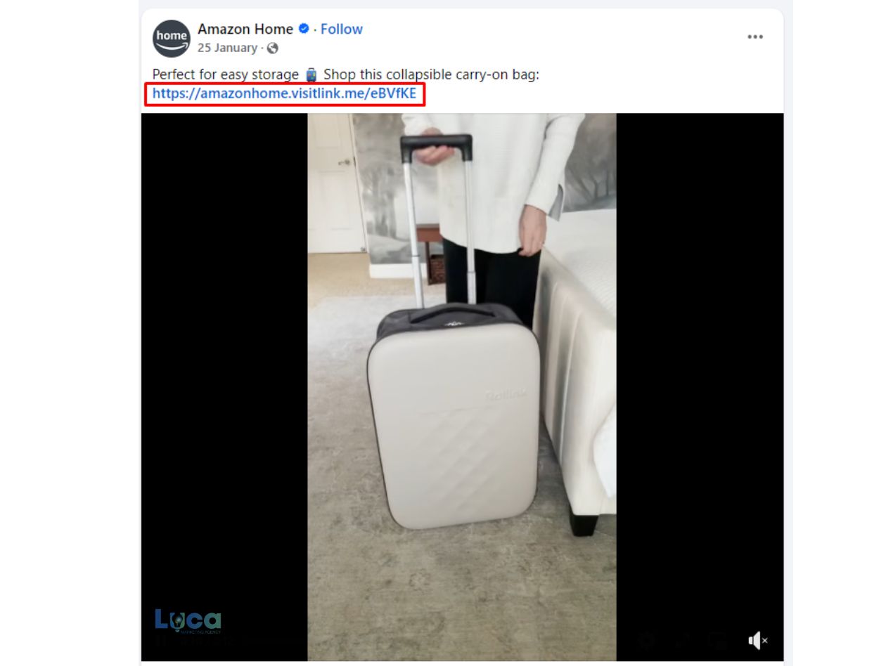 amazon affiliate link on post caption