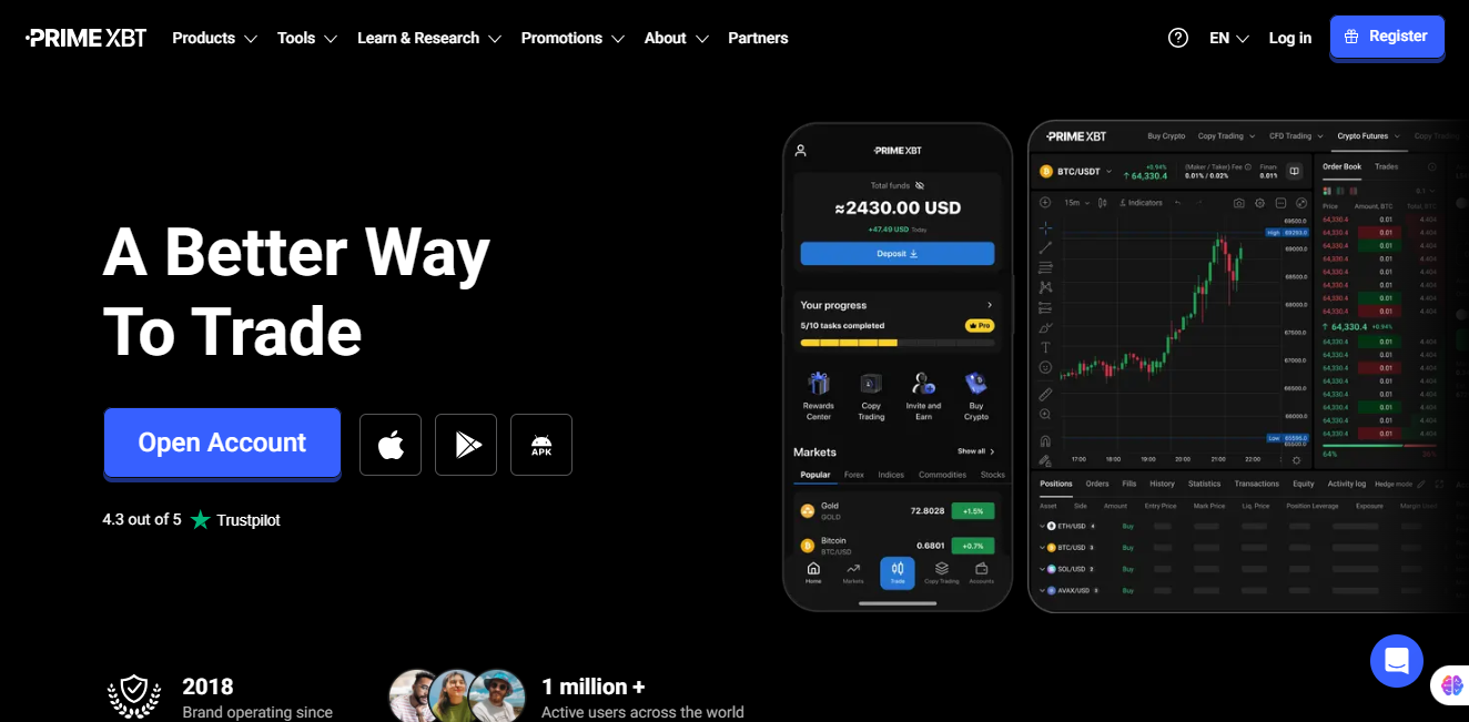 PrimeXBT homepage