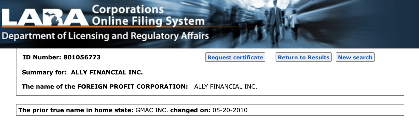 Ally Financial Inc; GMAC Inc 
