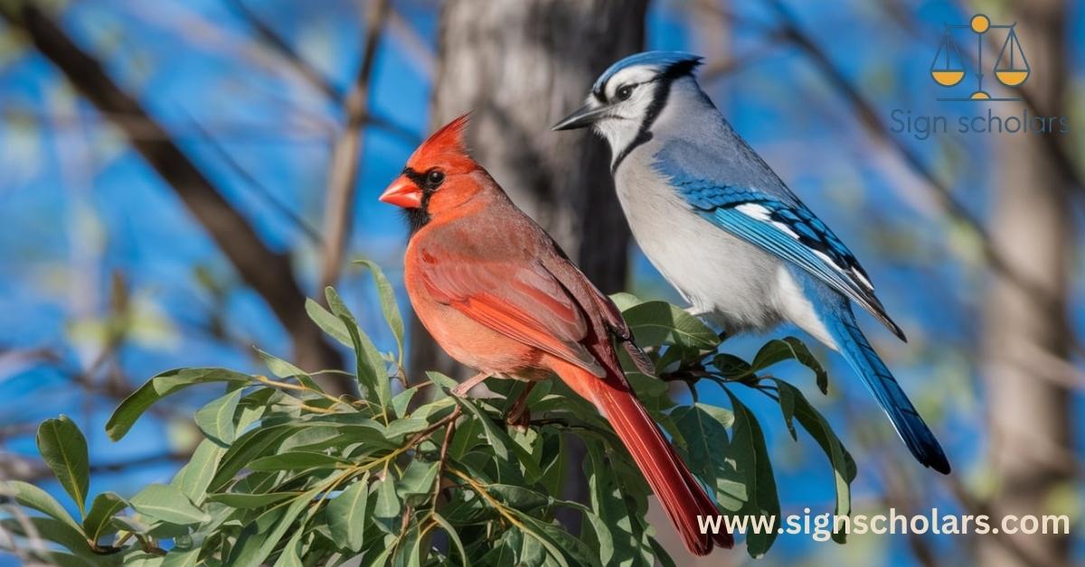 The Cardinal and Blue Jay in Nature